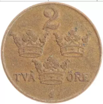 Монета 2 эре Швеции 1930 года Бронза Густав V
