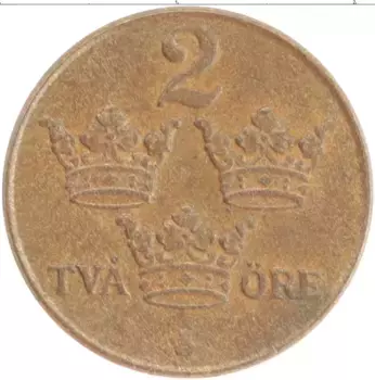 Монета 2 эре Швеции 1930 года Бронза Густав V