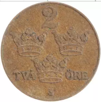 Монета 2 эре Швеции 1938 года Бронза Густав V