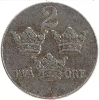 Монета 2 эре Швеции 1942 года Железо Густав V