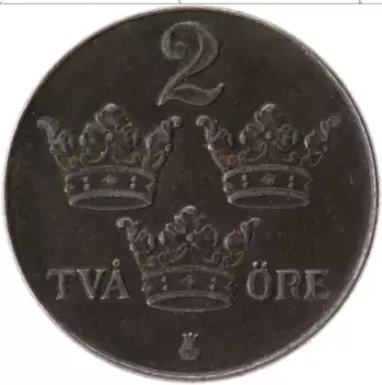 Монета 2 эре Швеции 1950 года Железо Густав V