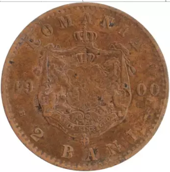 Монета 2 бани Румынии 1900 года Медь Карл I