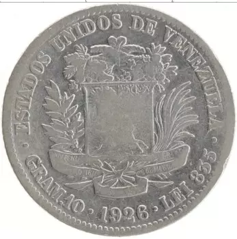 Монета 2 боливара Венесуэлы 1926 года Серебро Симон Боливар
