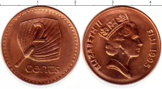 Монета 2 цента Фиджи 1995 года Бронза Елизавета II