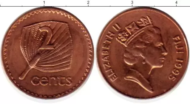 Монета 2 цента Фиджи 1995 года Бронза Елизавета II