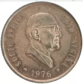 Монета 2 цента Южно Африканской Республики 1976 года Бронза Якобус Йоханнес Фуше