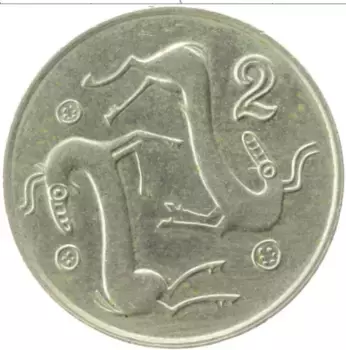 Монета 2 цента Кипра 1994 года Латунь Муфлоны