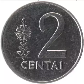 Монета 2 цента Литвы 1991 года Алюминий