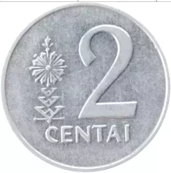 Монета 2 цента Литвы 1991 года Алюминий Герб