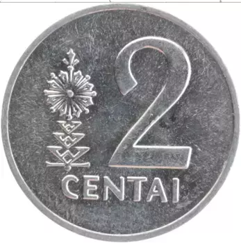 Монета 2 цента Литвы 1991 года Алюминий