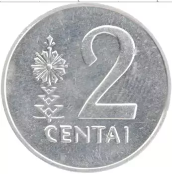 Монета 2 цента Литвы 1991 года Алюминий