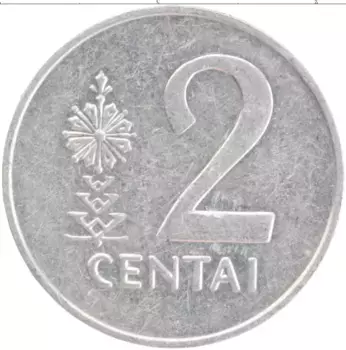 Монета 2 цента Литвы 1991 года Алюминий