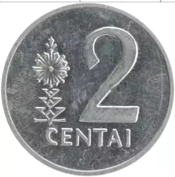 Монета 2 цента Литвы 1991 года Алюминий