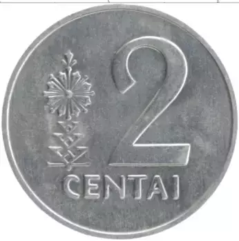 Монета 2 цента Литвы 1991 года Алюминий