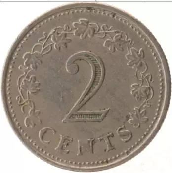 Монета 2 цента Мальты 1972 года Медно-никель