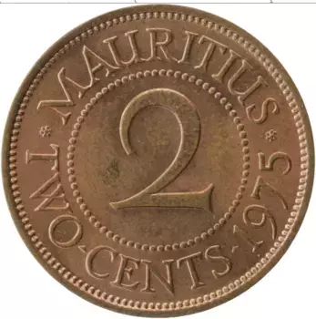 Монета 2 цента Маврикия 1975 года Бронза Елизавета II
