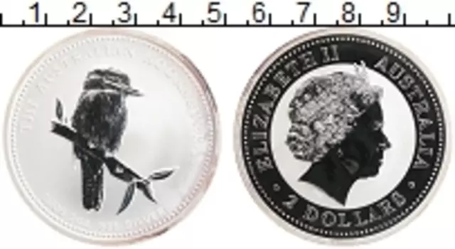 Монета 2 доллара Австралии 2005 года Серебро Кукабара