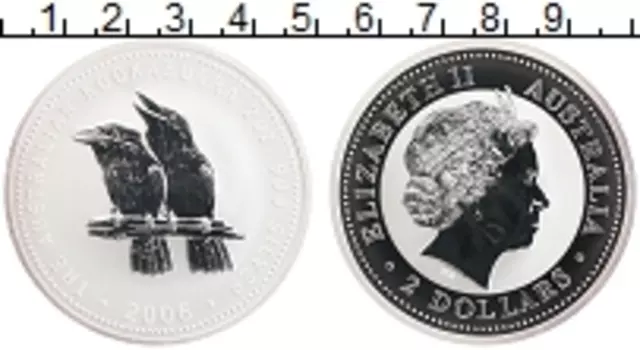 Монета 2 доллара Австралии 2006 года Серебро Кукабара