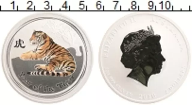 Монета 2 доллара Австралии 2010 года Серебро Цветная