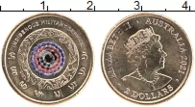 Монета 2 доллара Австралии 2021 года Бронза Цветная