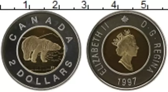 Монета 2 доллара Канады 1997 года Серебро Елизавета II