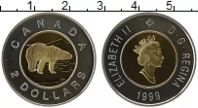 Монета 2 доллара Канады 1999 года Серебро Елизавета II