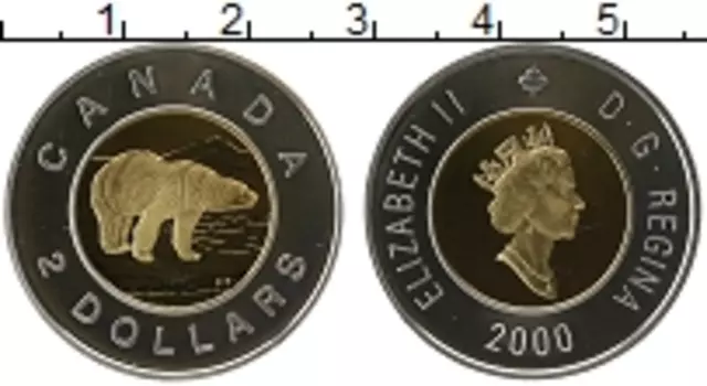 Монета 2 доллара Канады 2000 года Серебро Елизавета II
