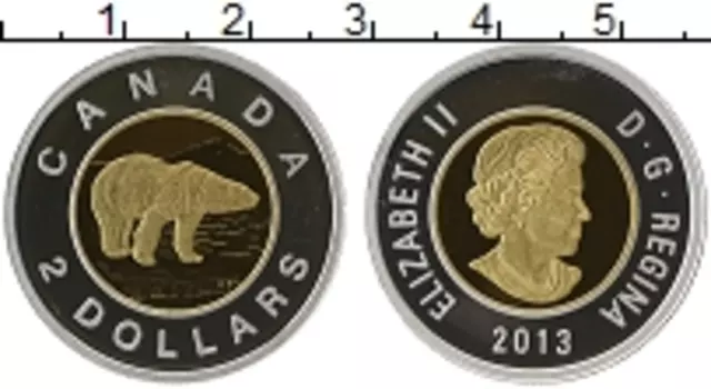 Монета 2 доллара Канады 2013 года Серебро Елизавета II