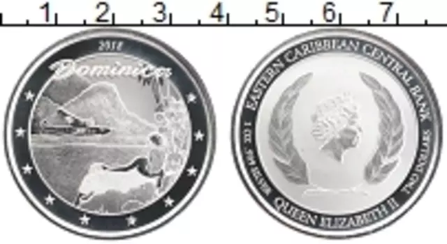 Монета 2 доллара Кариб 2018 года Серебро Доминика