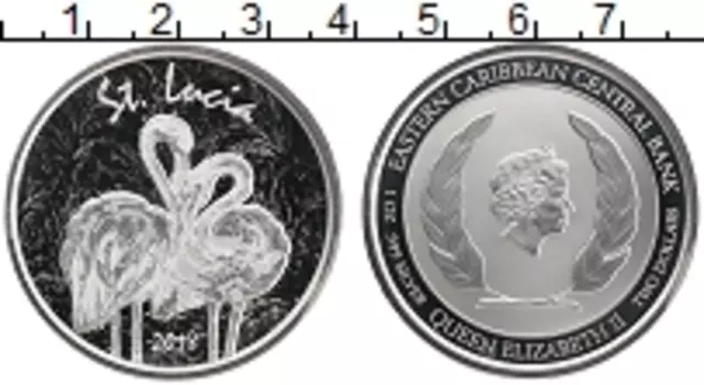 Монета 2 доллара Кариб 2018 года Серебро Сент-Люсия