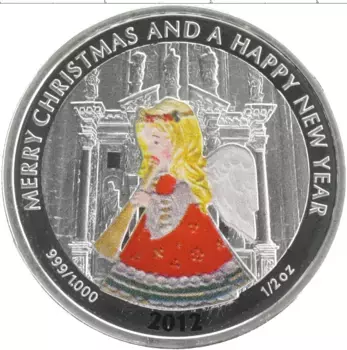 Монета 2 доллара Либерии 2012 года Серебро Цветная