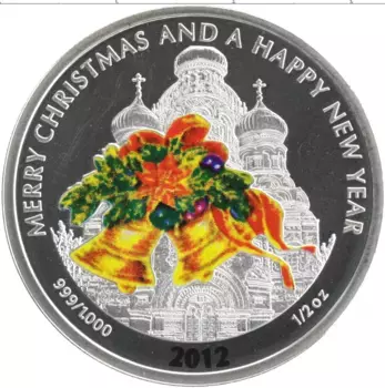 Монета 2 доллара Либерии 2012 года Серебро Цветная