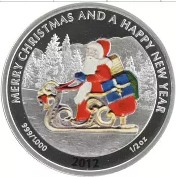 Монета 2 доллара Либерии 2012 года Серебро Цветная