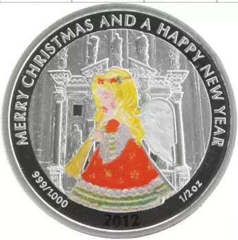 Монета 2 доллара Либерии 2012 года Серебро Цветная