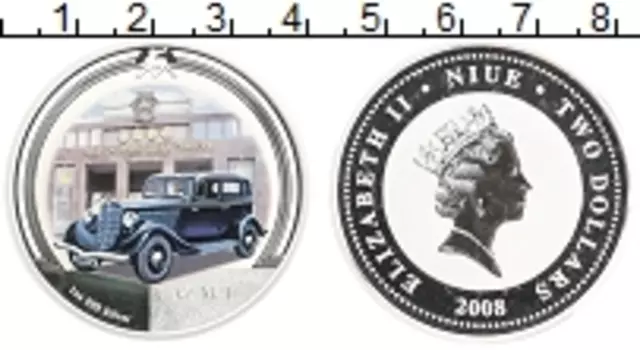 Монета 2 доллара Ниуэ 2008 года Серебро Цифровая печать