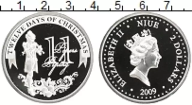Монета 2 доллара Ниуэ 2009 года Серебро Елизавета II