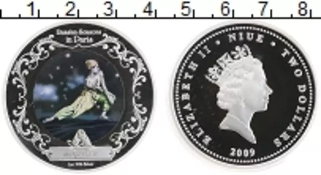 Монета 2 доллара Ниуэ 2009 года Серебро Русские сезоны в Париже