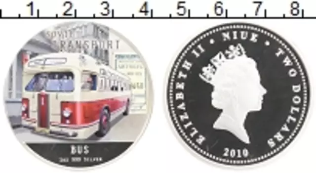 Монета 2 доллара Ниуэ 2010 года Серебро Советский транспорт - Автобус