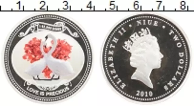 Монета 2 доллара Ниуэ 2010 года Серебро Вечная любовь
