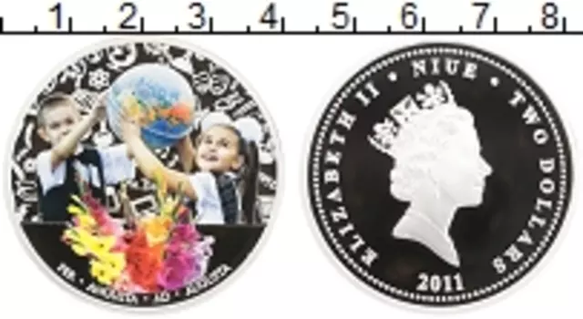 Монета 2 доллара Ниуэ 2011 года Серебро Елизавета II