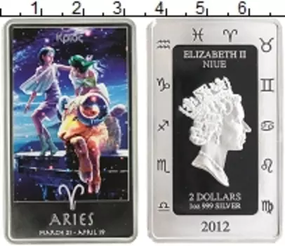 Монета 2 доллара Ниуэ 2012 года Серебро Елизавета II