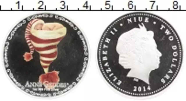 Монета 2 доллара Ниуэ 2014 года Серебро Энн Геддес