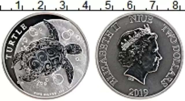 Монета 2 доллара Ниуэ 2019 года Серебро Елизавета II