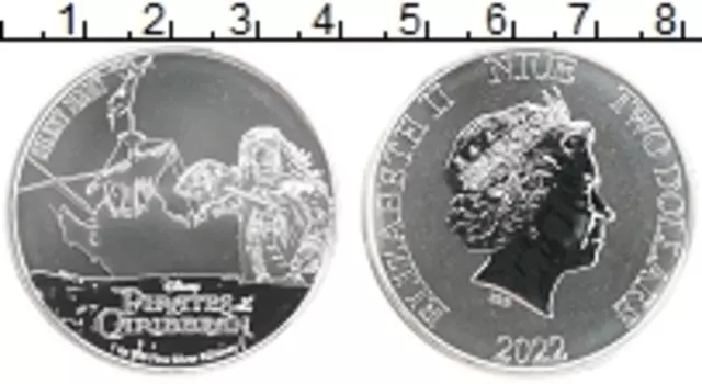 Монета 2 доллара Ниуэ 2022 года Серебро Дисней - Пираты Карибского моря