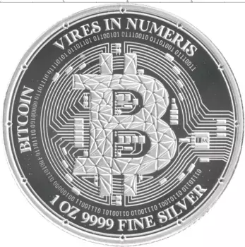 Монета 2 доллара Ниуэ 2023 года Серебро Биткойн