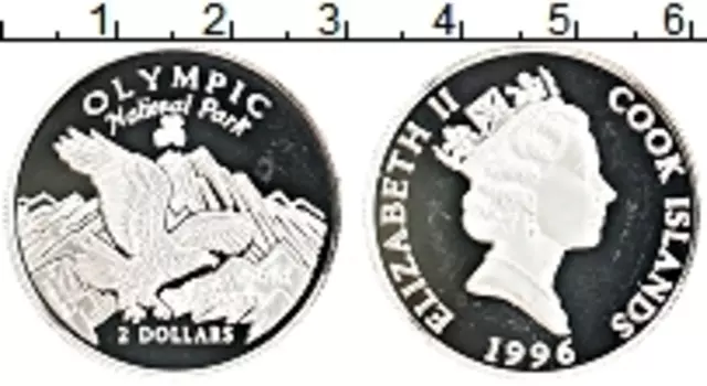 Монета 2 доллара Островов Кука 1996 года Серебро Елизавета II
