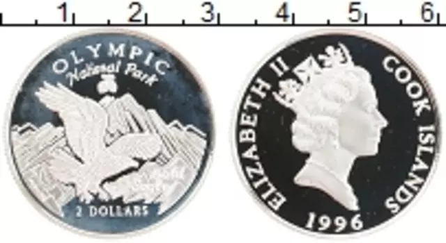 Монета 2 доллара Островов Кука 1996 года Серебро Елизавета II