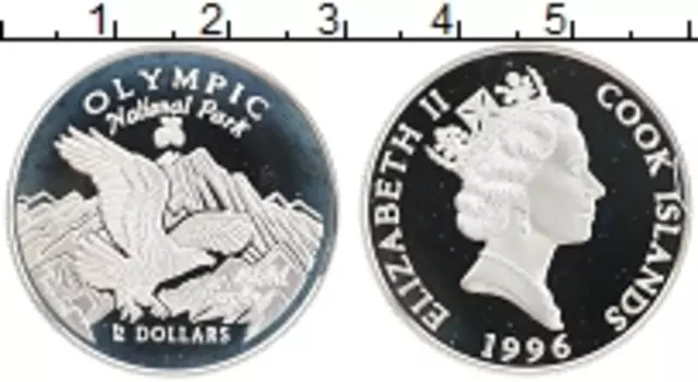 Монета 2 доллара Островов Кука 1996 года Серебро Национальный парк Олимпик