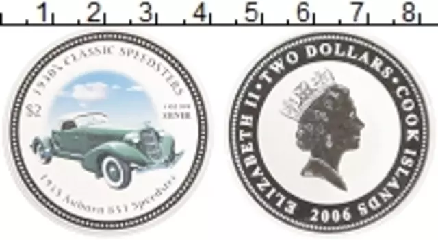 Монета 2 доллара Островов Кука 2006 года Серебро Цветная