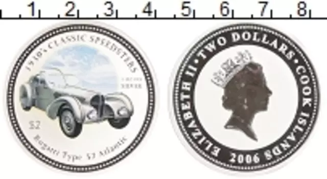 Монета 2 доллара Островов Кука 2006 года Серебро Цветная